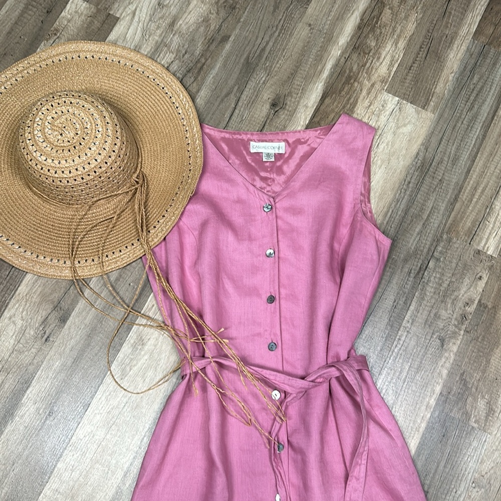 Casual Corner Size 10 Sleeveless Button Down Linen Dress - Picture 1 of 9